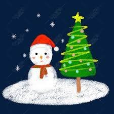vẽ cây thông noel và người tuyết